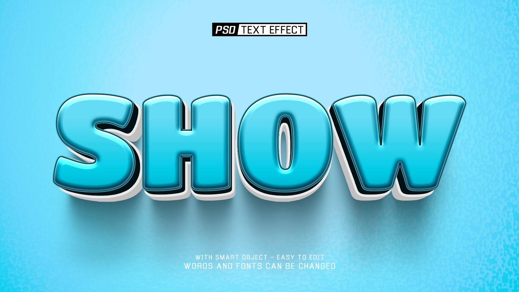 show 3d text effect psd