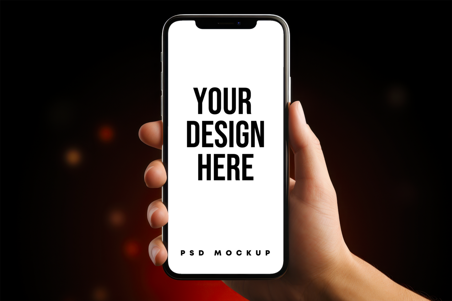 Hand holding a smartphone mockup psd