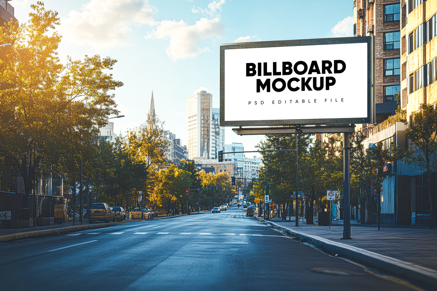 Billboard mockup on a city street psd