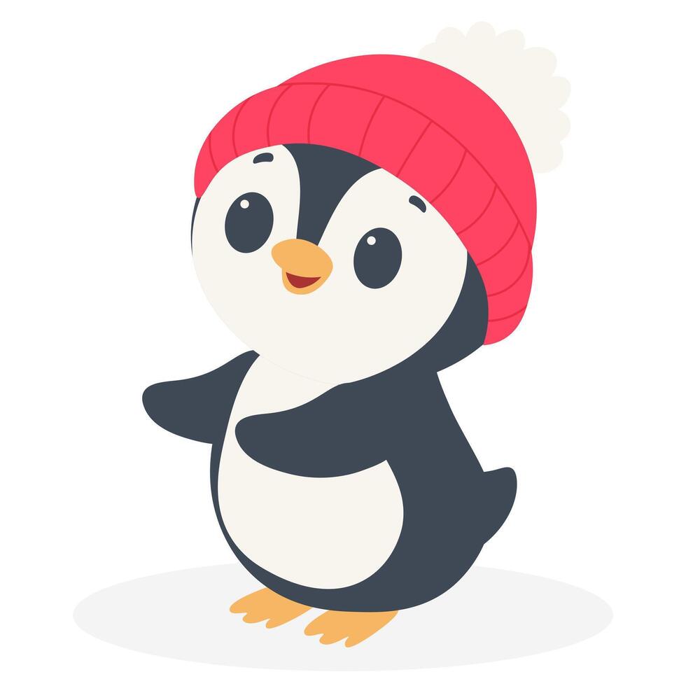 Penguin in a winter hat. Isolated illustration vector
