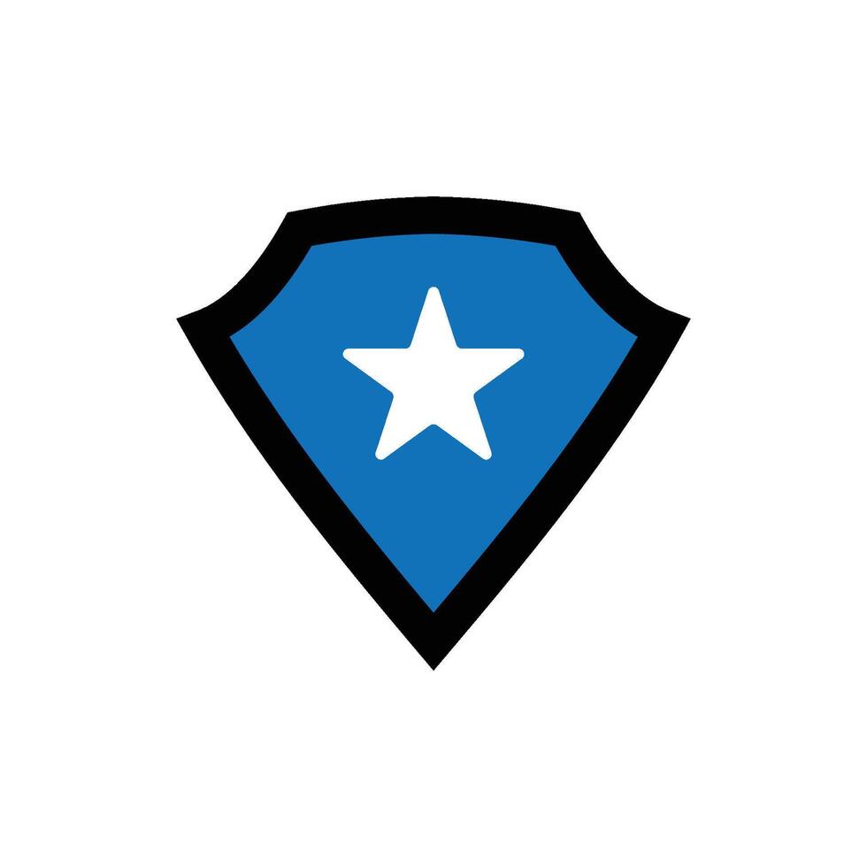 A blue shield with a star on it vector