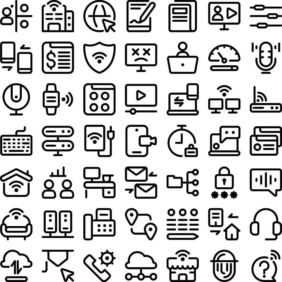 Telecommuting Teleworking WFH WFC Work Job Remote Working Icon Set. Perfect for user interface, new application vector