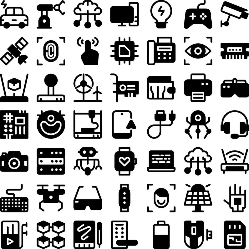 Technology Tech Electronics Icon Set. Perfect for user interface, new application vector