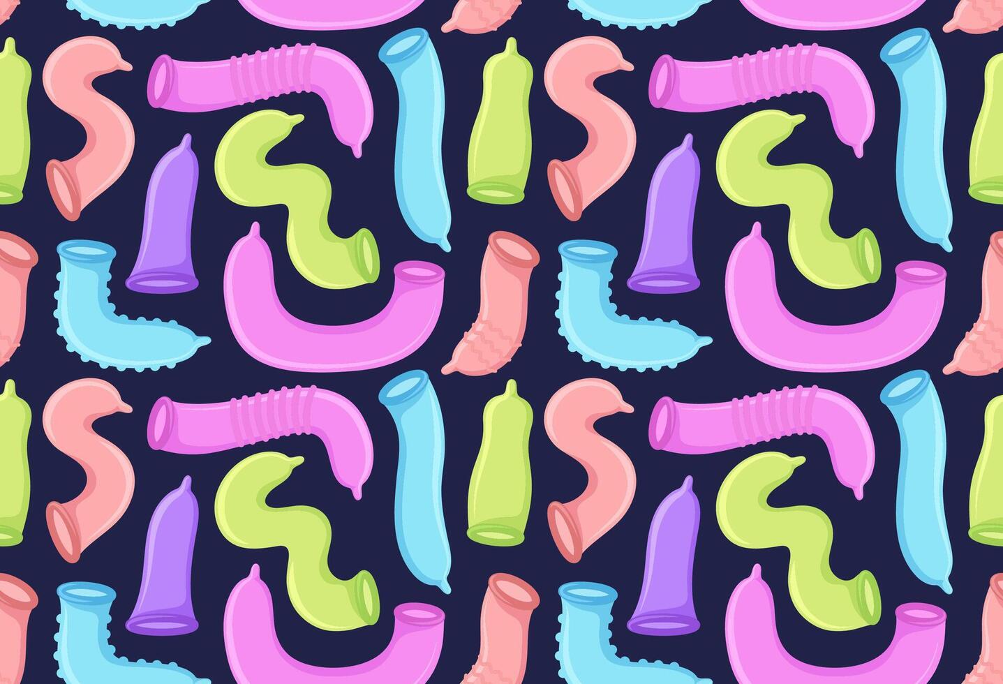 Seamless pattern with funny cartoon condoms. Cool and crazy print vector