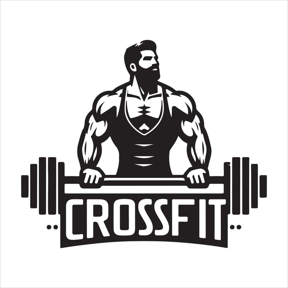Macho body with crossfit fitness design for logo design in white background. vector