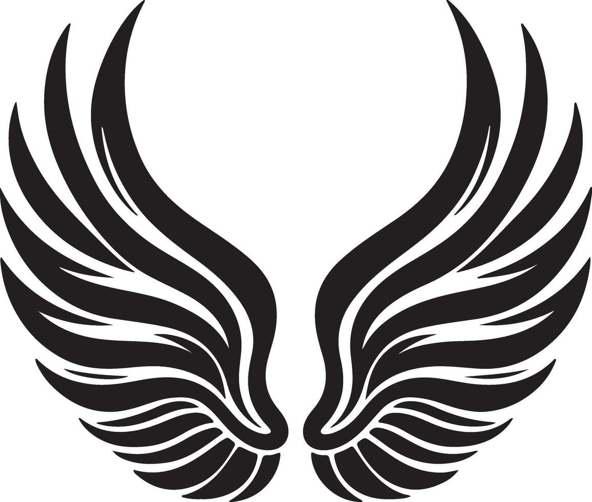 Black colour bird wings silhouette in white background. vector