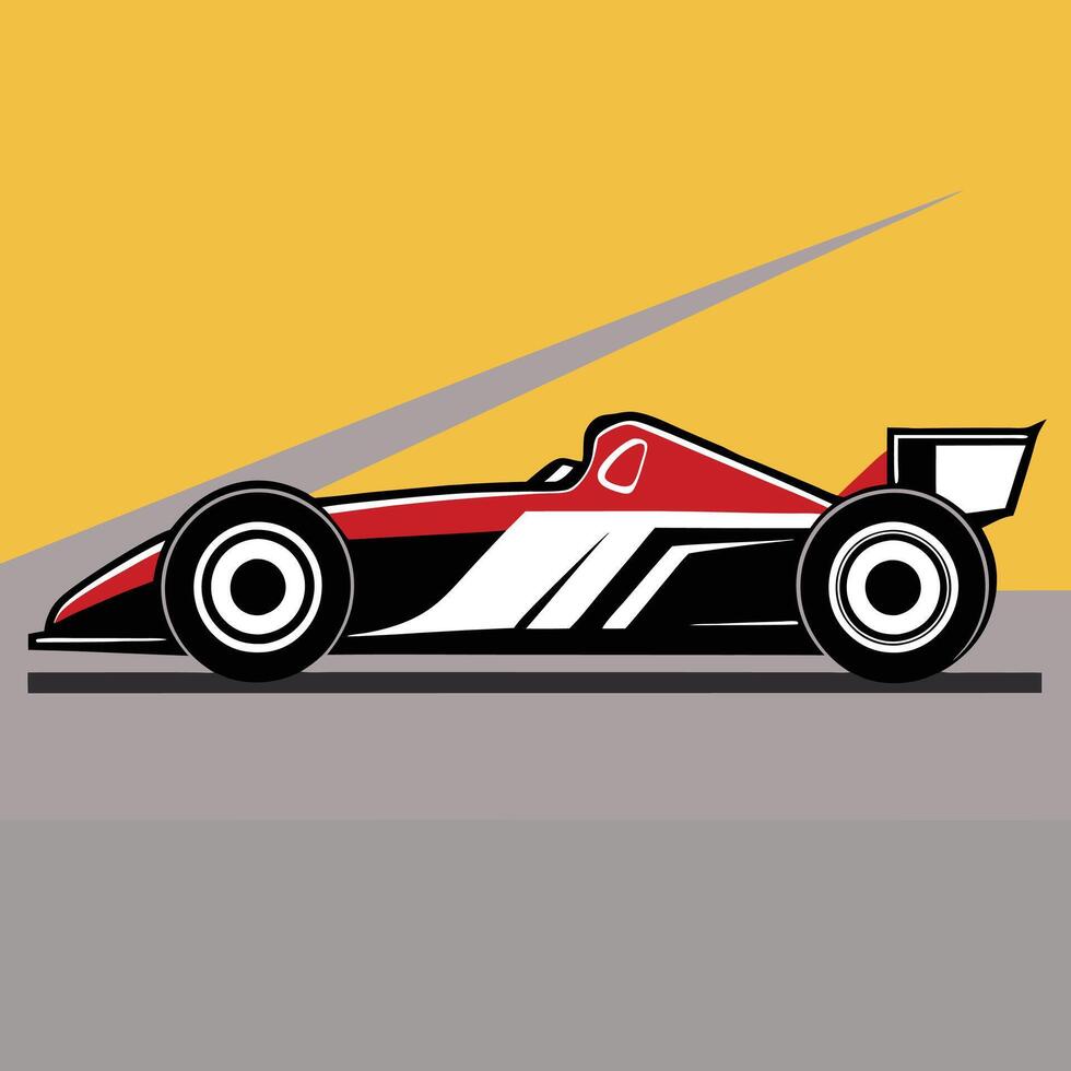 White and red colour racing car silhouette. vector