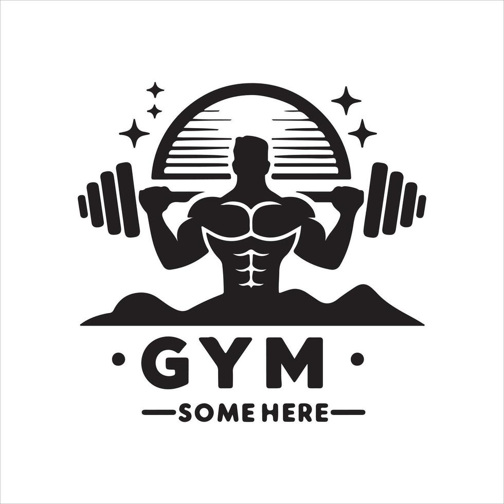 Muscular bodybuilder with dumbbells exercising cut out silhouette vector