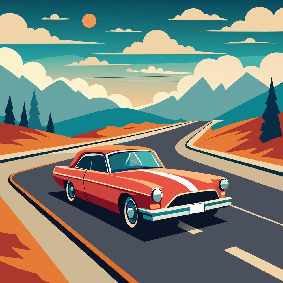 Exclusive heritage highway car. vector