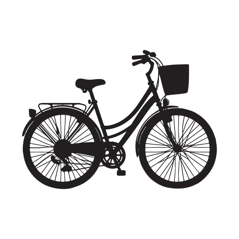Silhouette of a bicycle in white background. vector