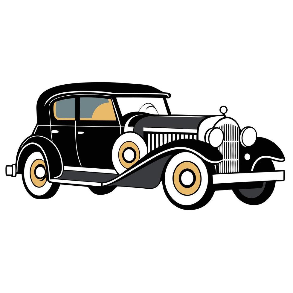 Black heritage car illustration in white background. vector