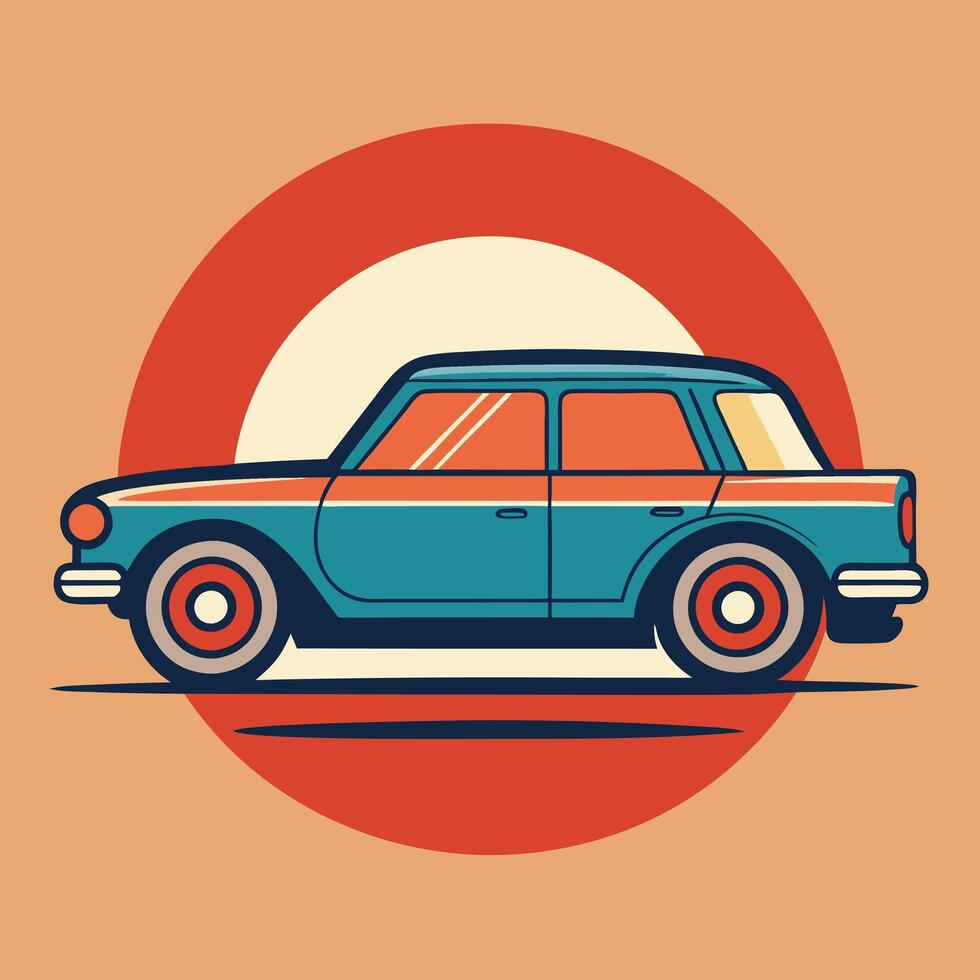 Nostalgic wheels car illustration. vector