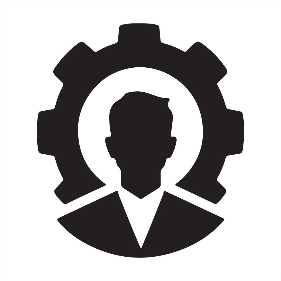Man logo icon with a sitting circle silhouette for logo design. vector