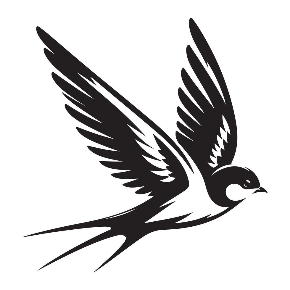 Silhouette of a swallow bird in white background. vector