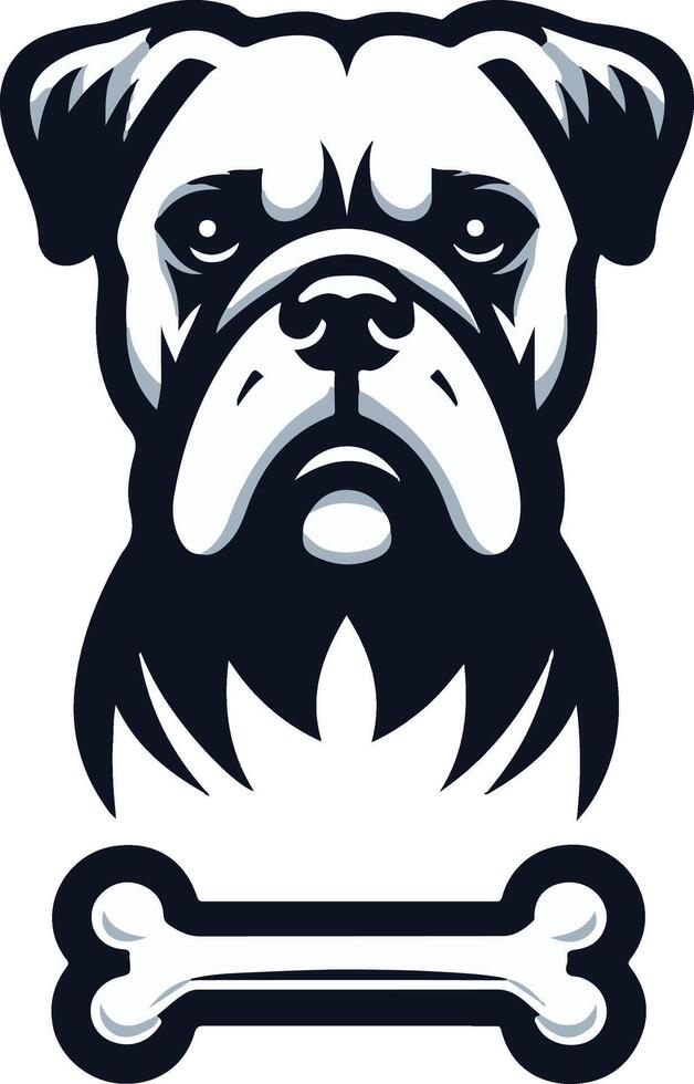 Black and white bulldog illustration for tshirt vector