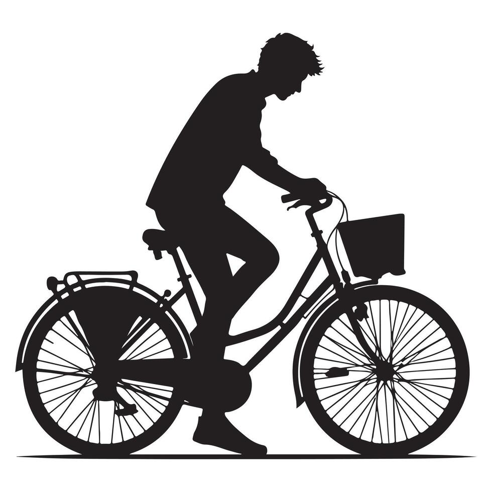 Man paddling bicycle icon silhouette. vector