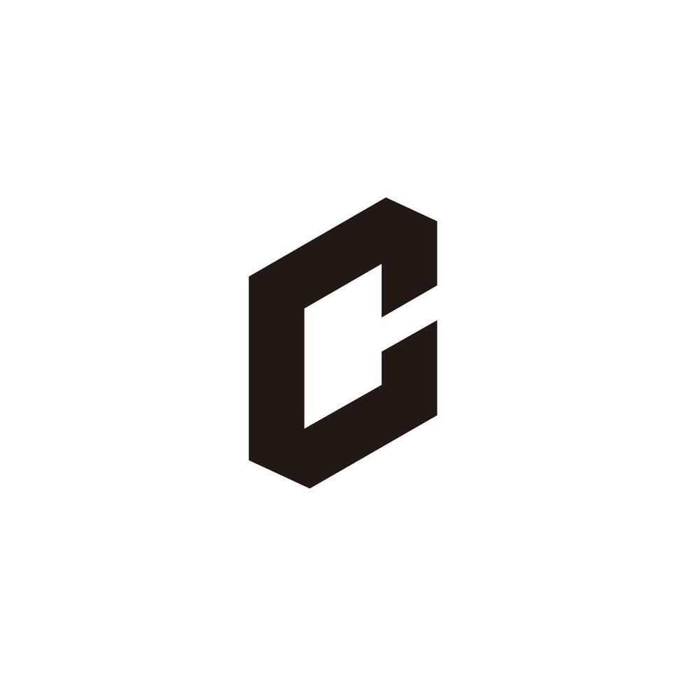 letter c 3d squares frame simple logo vector