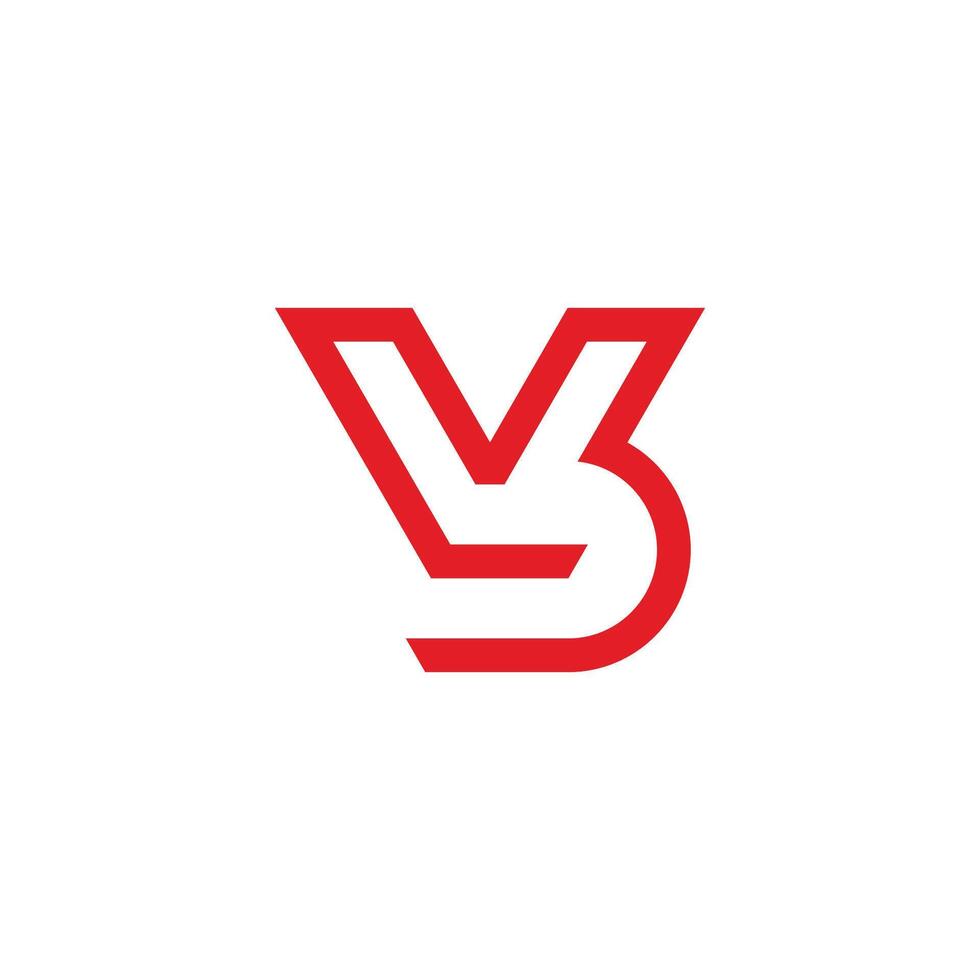 letter vb red line simple geometric logo vector