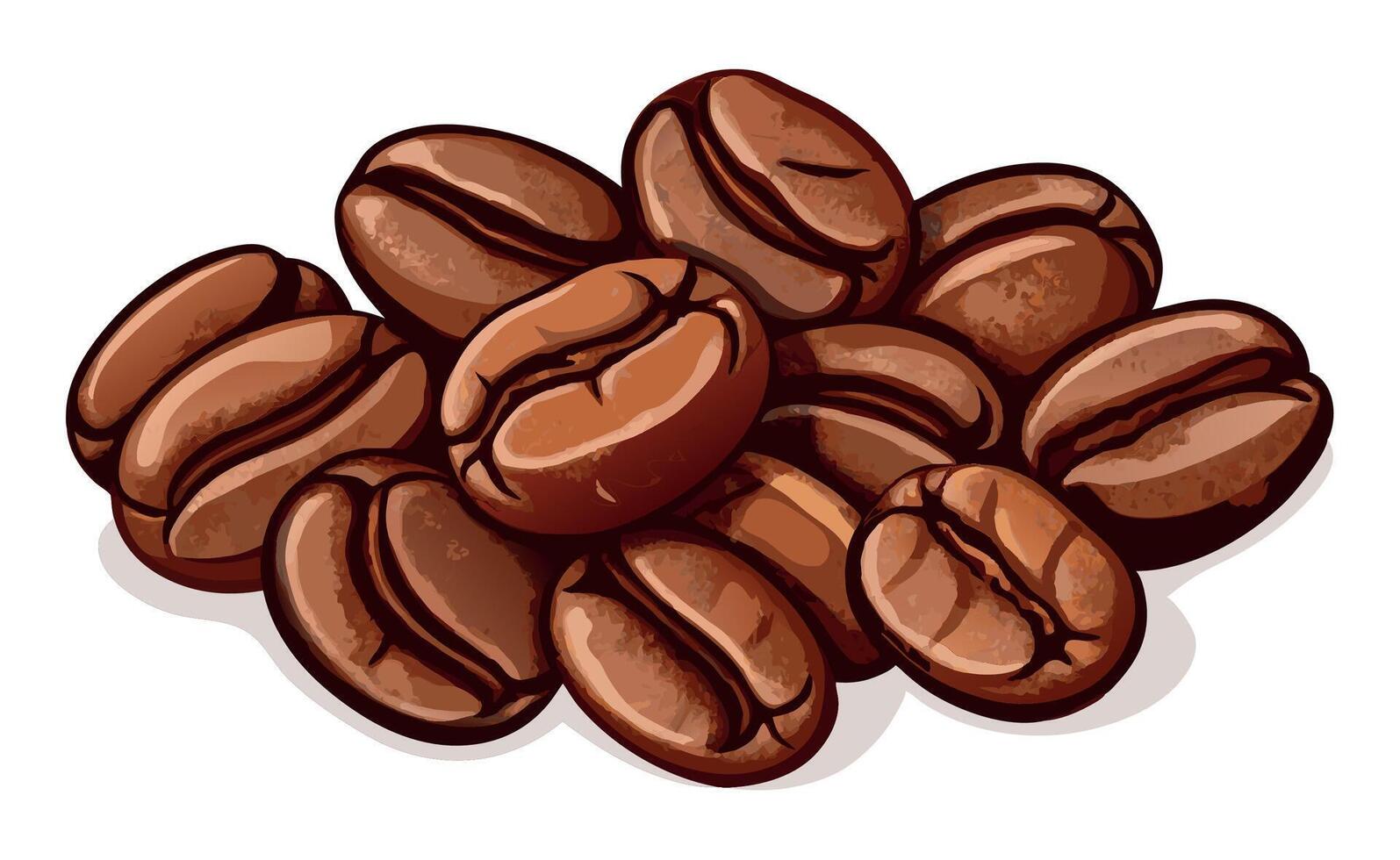 Roasted coffee beans piled up on white background- vector