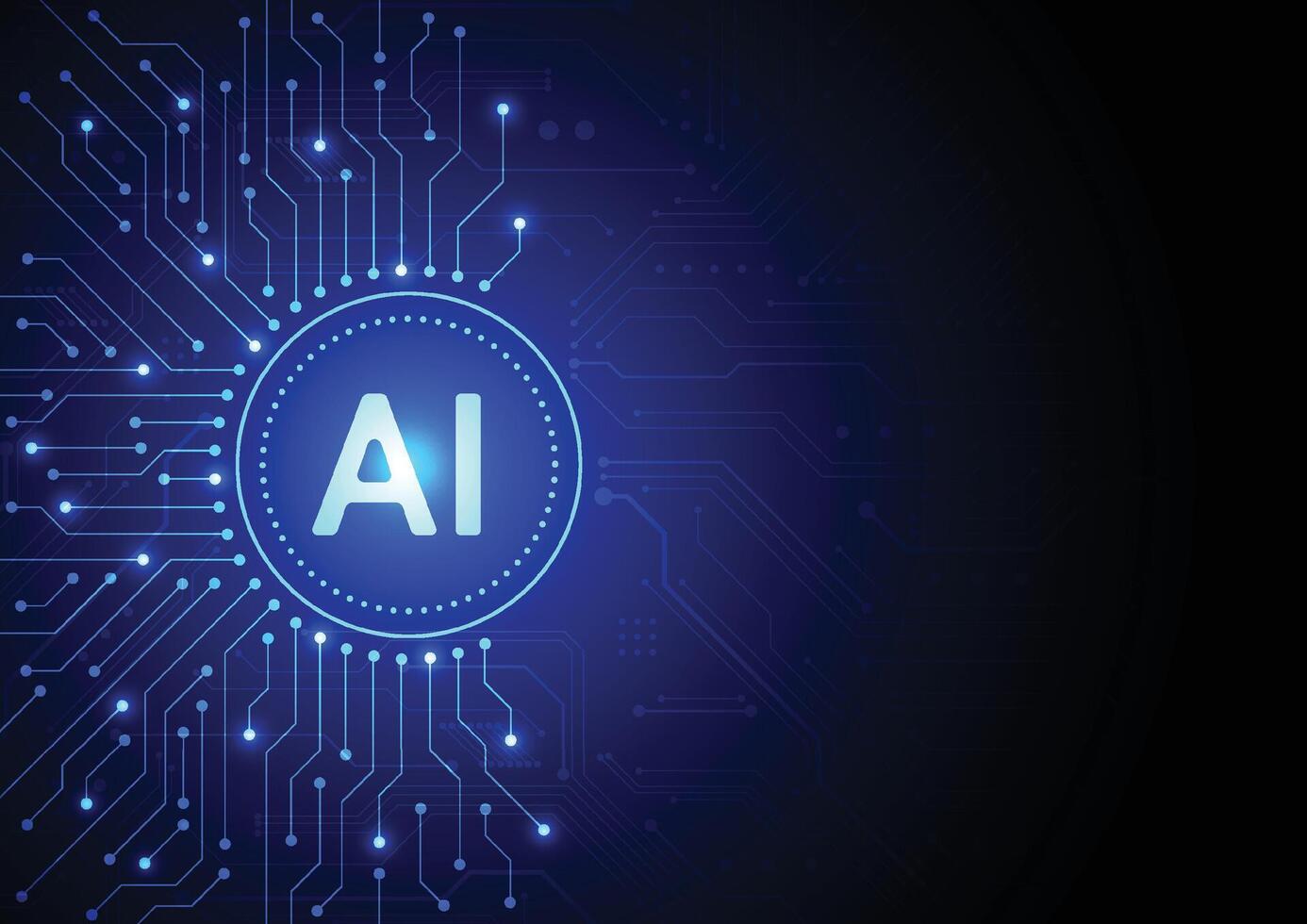 Artificial intelligence on circuit board in futuristic technology concept artwork for web, banner, card, cover. illustration vector