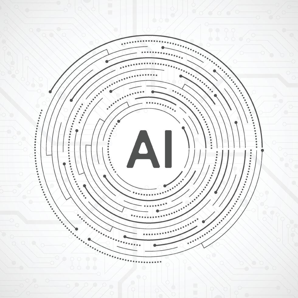 Artificial intelligence circuit line style. Machine learning design. Smart network digital technology. vector