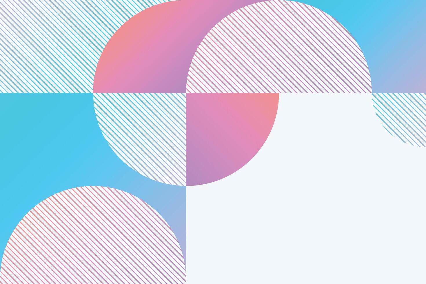 Dynamic interplay of geometric forms in bright pink and blue, featuring striped patterns that enhance the visual depth, perfect for trendy and artistic backgrounds vector