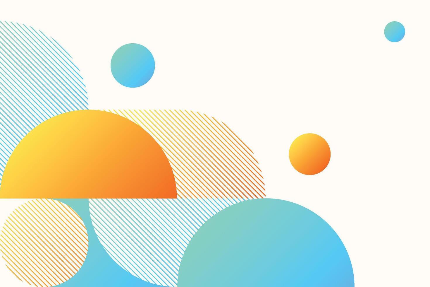 A zestful abstract art piece combining the curves of circles and the sharpness of geometric lines in citrus-inspired colors, perfect for a vibrant and modern wallpaper vector