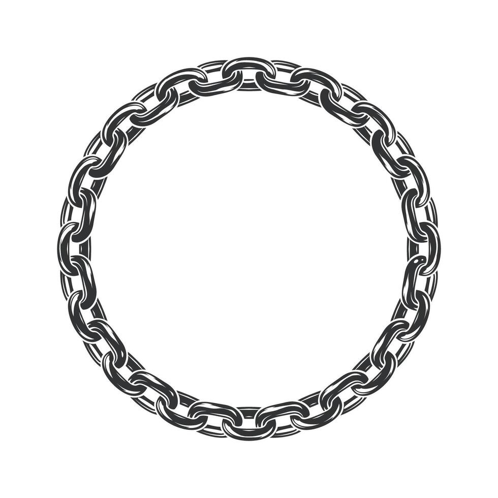 Chain Circle Monochrome Isolated vector