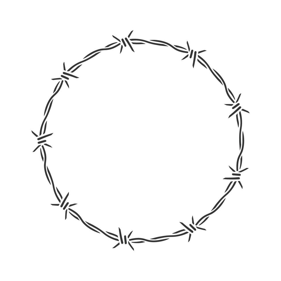 Barbed Wire Circle Frame Isolated vector