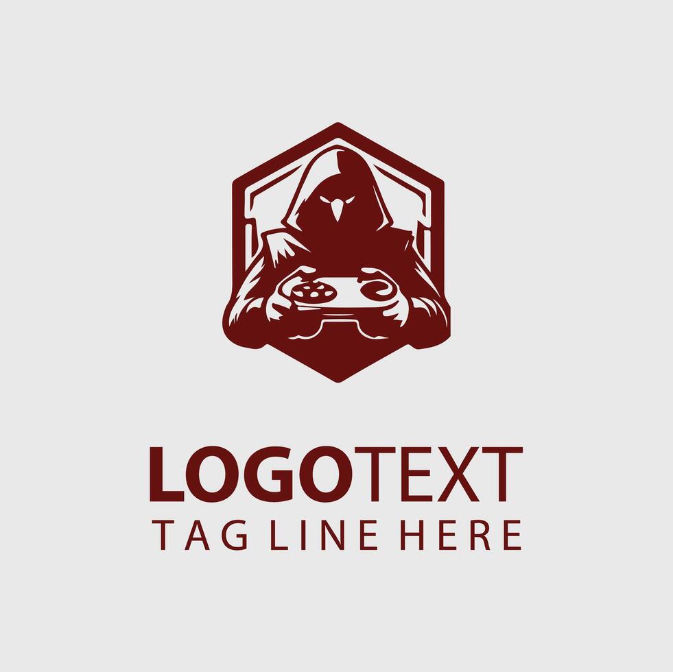 A man holding a controller logo design vector