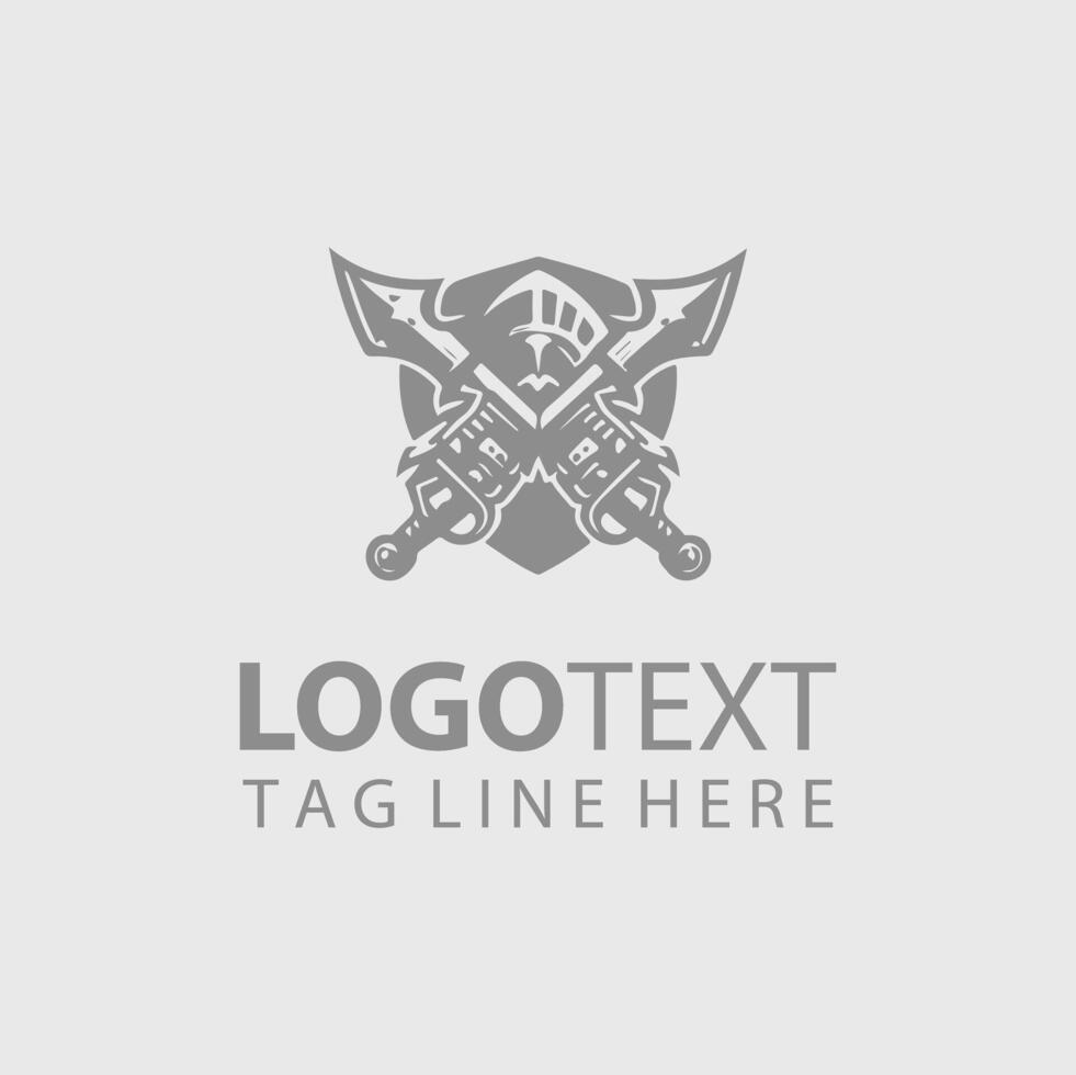 The logo for a company that makes swords and shields vector