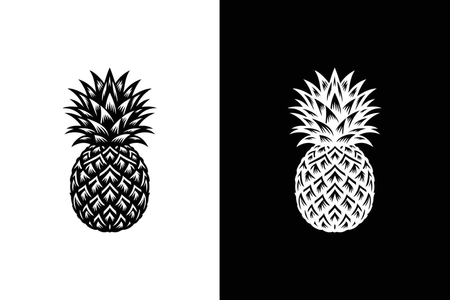 Pineapple fruit icon illustration isolated on white black vector