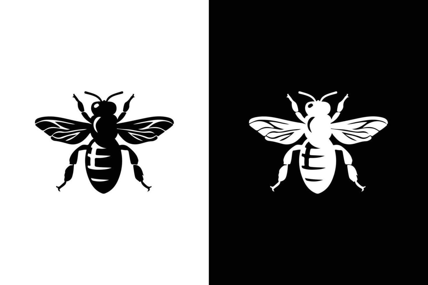 Black and white bee icon. Honey bee simple silhouette flat icon vector