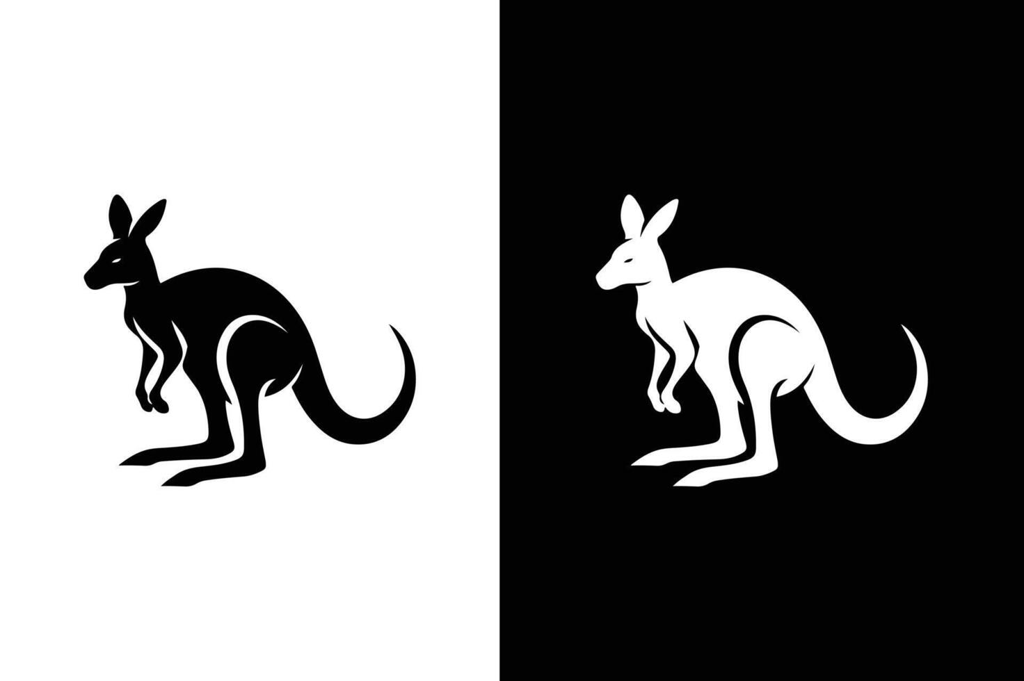 kangaroo illustration. kangaroo silhouette icon black white. vector