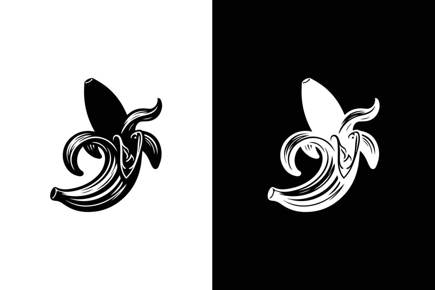 Banana Flat icon silhouette illustration. Banana icon black white vector