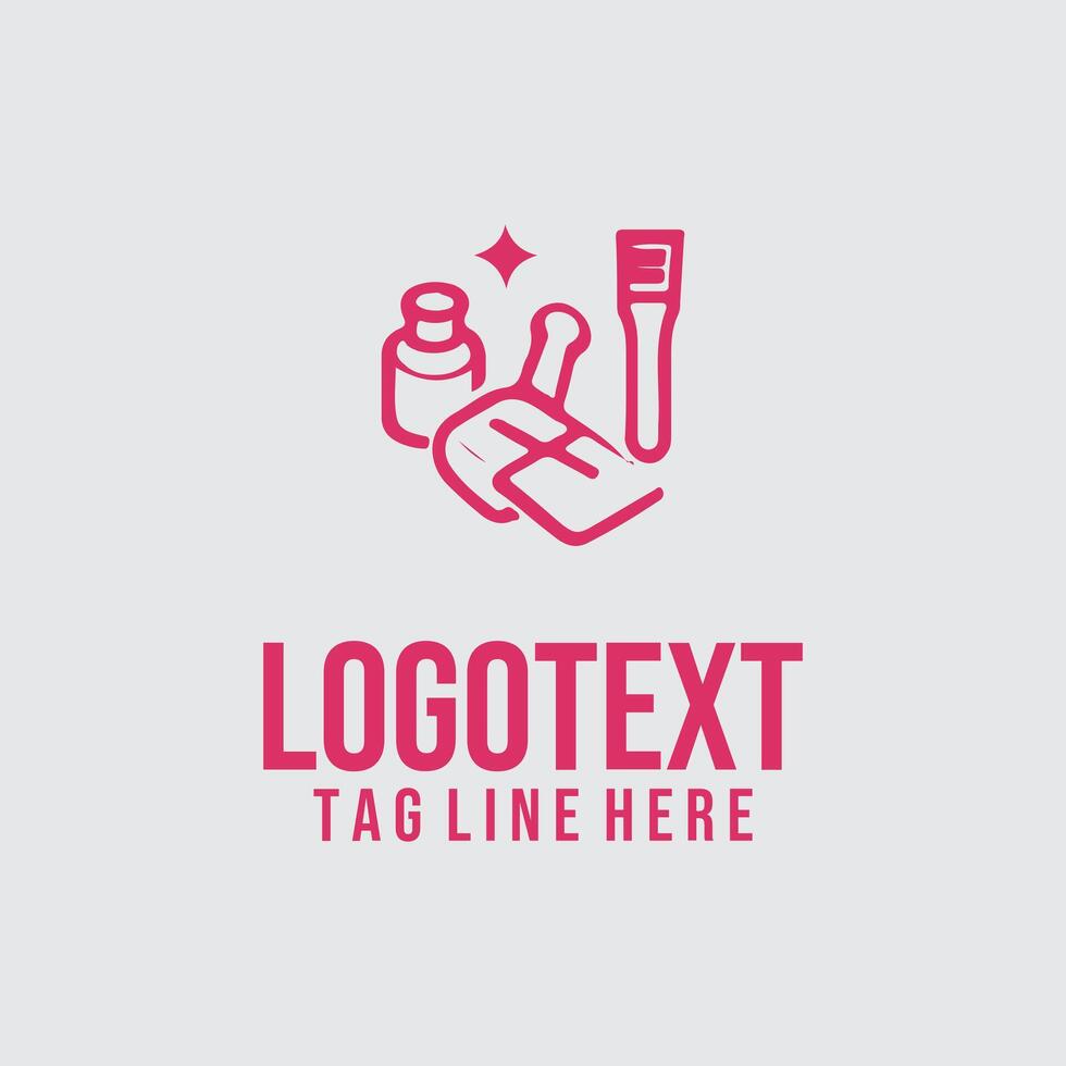 A pink brush and brush logo design vector