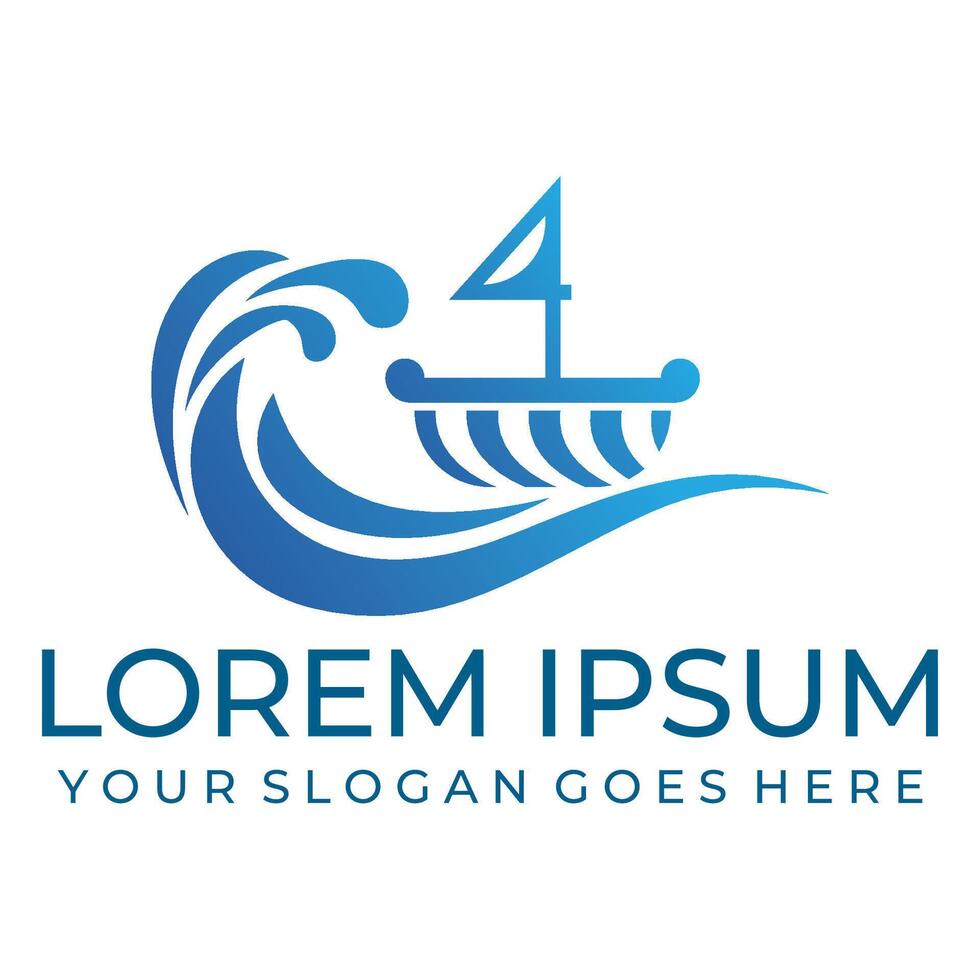 Design image of a boat, waves and storms vector