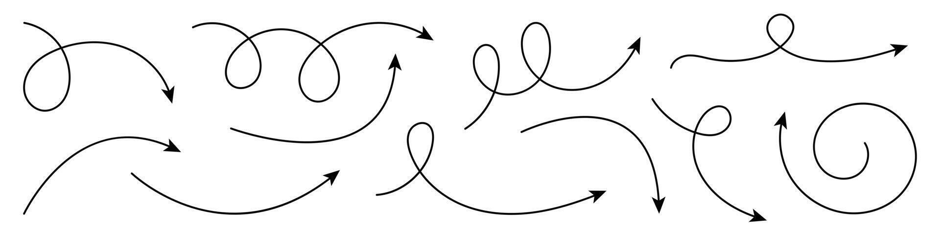Collection of curved arrows. vector