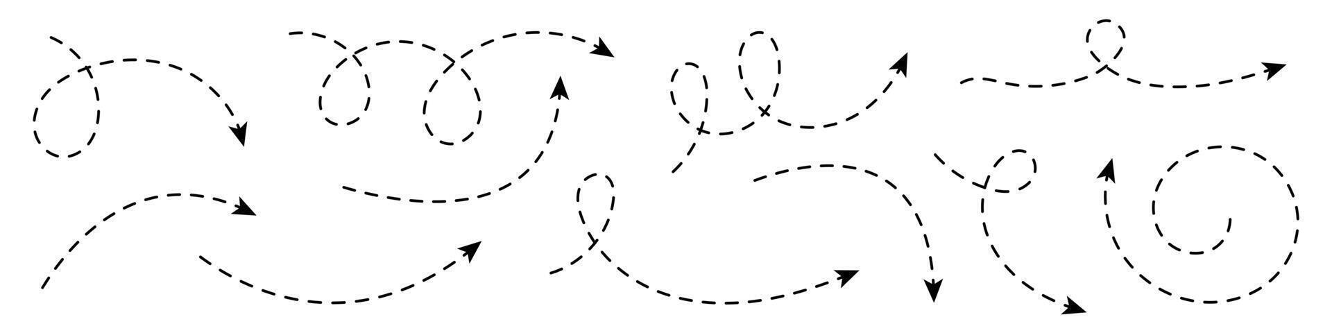 Curved dotted arrow. Zigzag arrow stripes design with dotted lines. vector