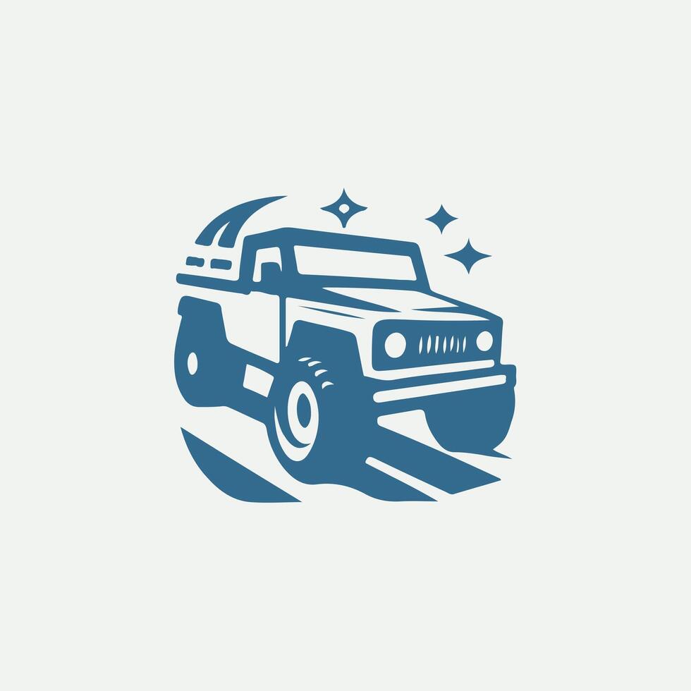 A blue truck with stars on it vector