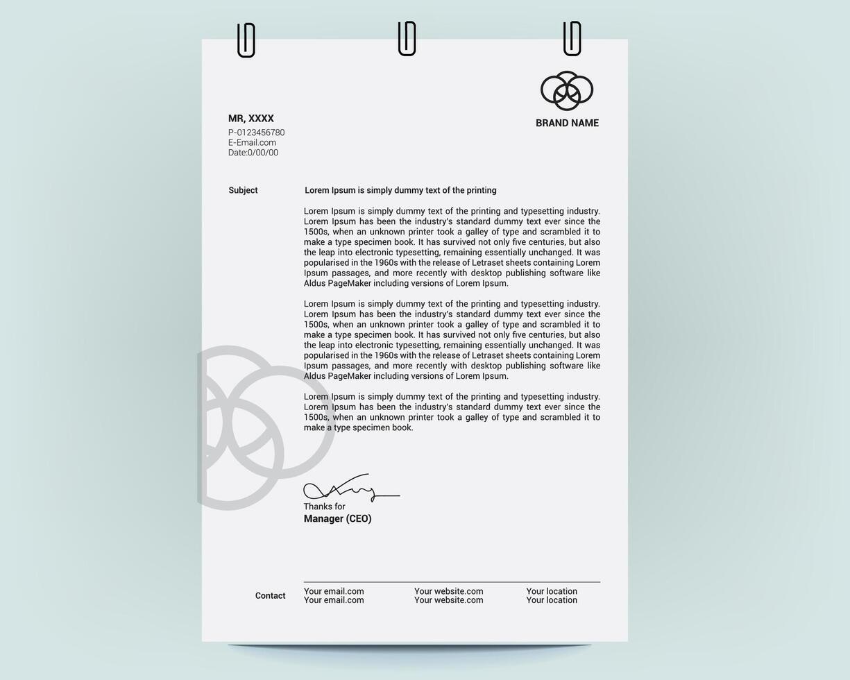 Letterhead corporate design vector