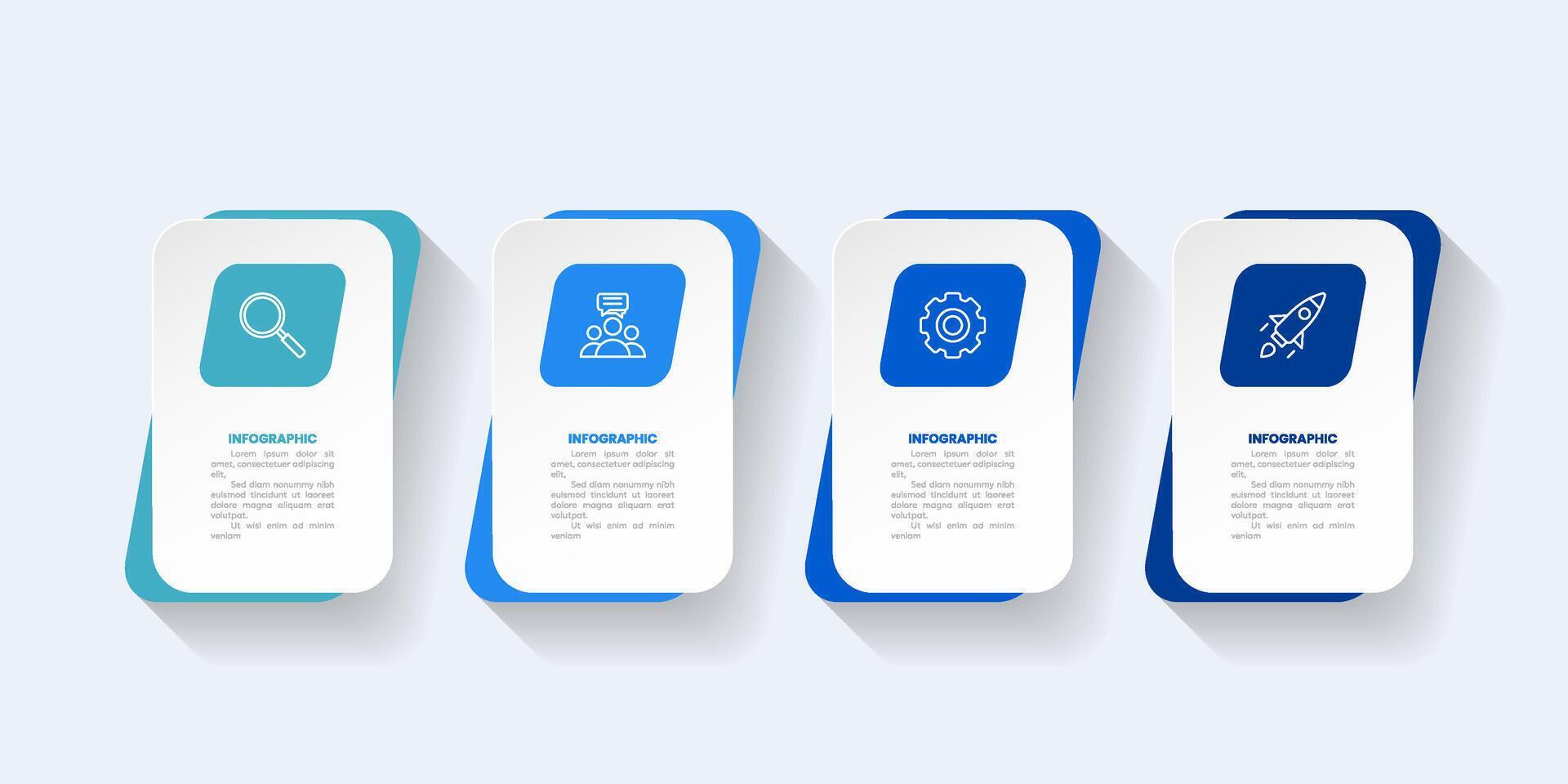 Modern business infographic template, geometric shape with 4 options or steps icons. vector