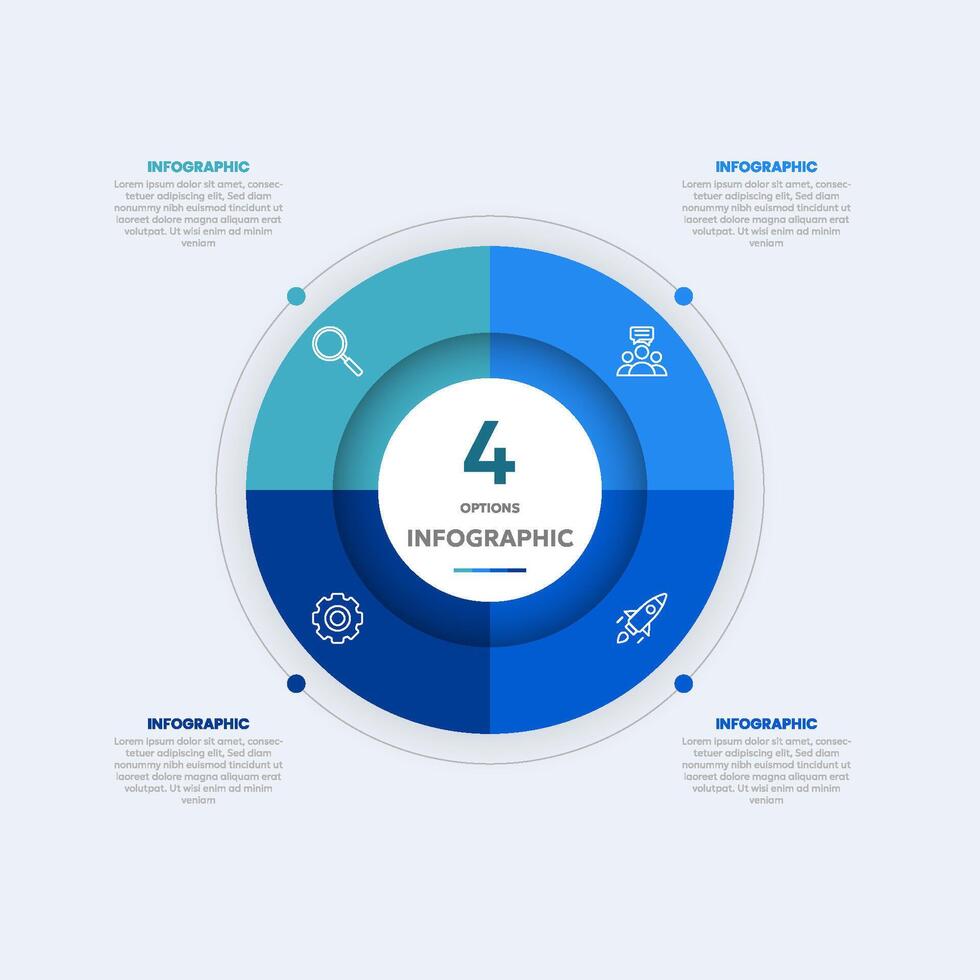 4 steps circle infographic vector