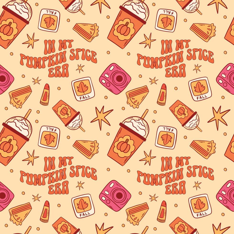 A delightful Pumpkin Spice Fall Vibes Pattern that perfectly embodies the essence of autumn vector