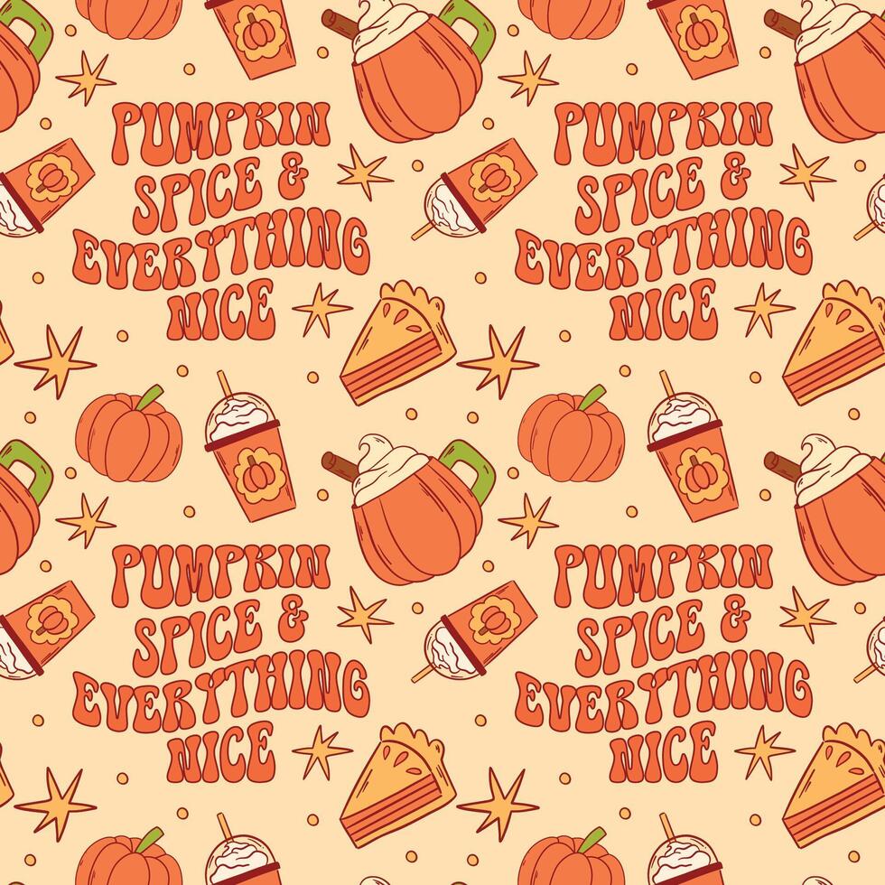 Pumpkin Spice Everything Nice Pattern Design Perfect for the Autumn Season and Festivities vector