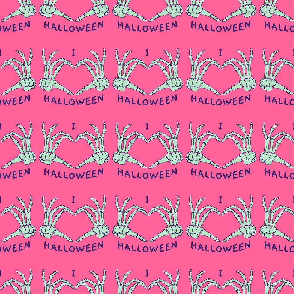 Enjoy this Fun Halloween Pattern featuring Love intertwined with Skeleton Hands and more vector