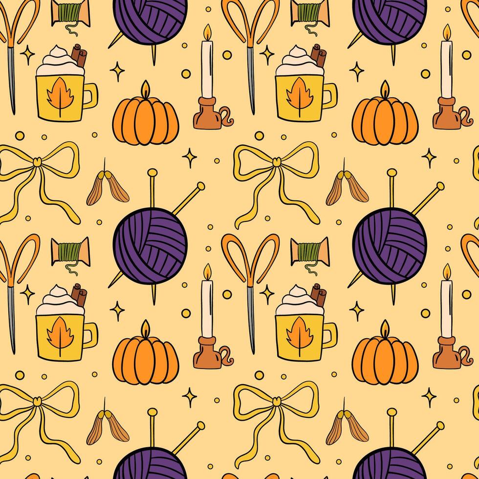 Here is a delightful autumn inspired crafting pattern that captures the cozy spirit of the season vector