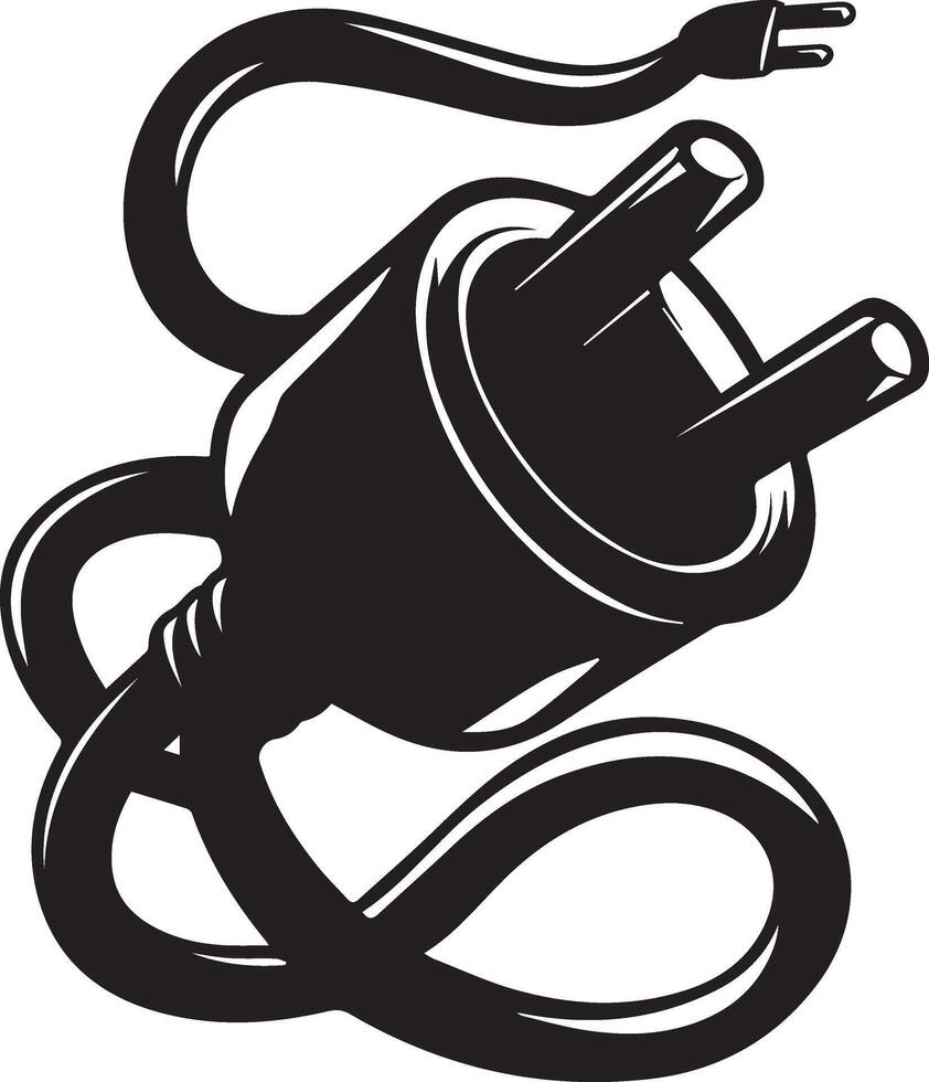 an electric plug with a cord and two wires vector