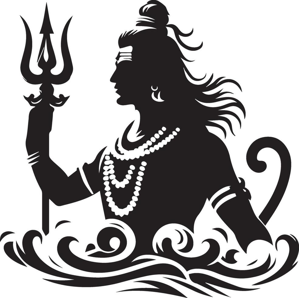 lord shiva, the lord of the gods, in the water with a trident vector