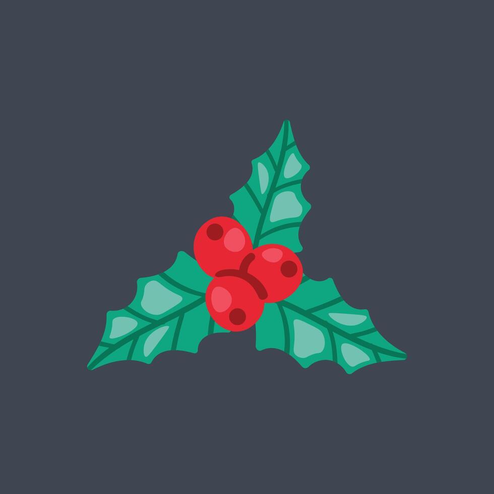 Christmas Cherry in flat design. vector